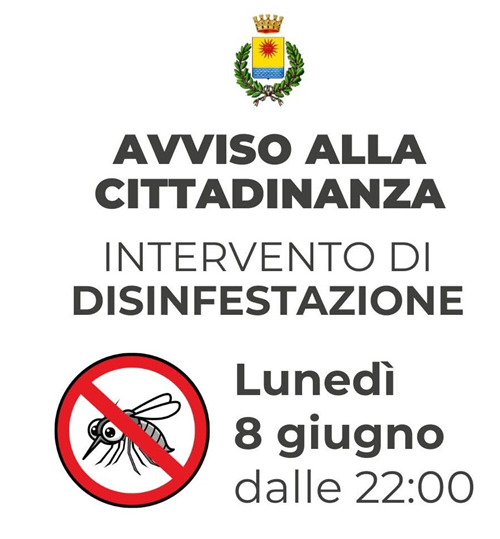 Avviso alla cittadinanza - Disinfestazione del territorio comunale